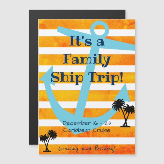 Invitation Magnétique Arrière - plan orange de la porte de cabine (Devant / Derrière)