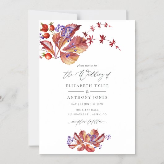 Invitation Magnétique Automne - Mariage d'aquarelle d'automne (Recto)