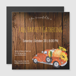 Invitation Magnétique Automne Russe ramasser Camion Citrouilles Automne