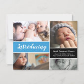 Invitation Magnétique Baby Boy Introduction script photo collage (Recto)
