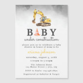 Invitation Magnétique Baby shower bébé en construction (Devant)
