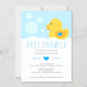 Invitation Magnétique Baby shower de bain en caoutchouc Ducky Bubble Boy (Recto)