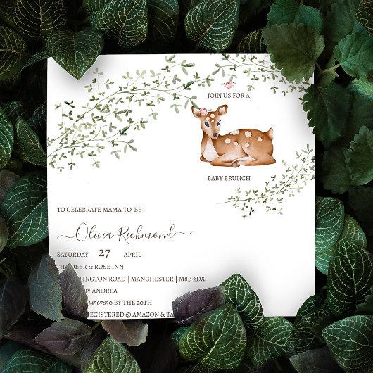 Invitation Magnétique Baby shower de cerfs de bois