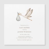 Invitation Magnétique Baby shower de la cigogne d'aquarelle minimale (Devant)