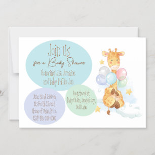 Invitation Magnétique Baby shower Giraffe plat