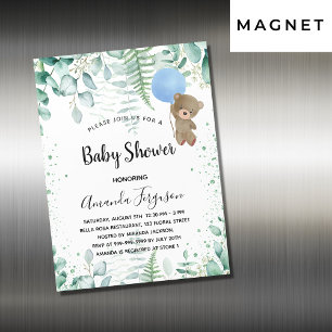 Invitation Magnétique Baby shower jeune garçon forêt d'eucalyptus