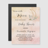 Invitation Magnétique Baby shower lune blush rose or fille luxe (Devant / Derrière)