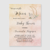 Invitation Magnétique Baby shower lune blush rose or fille luxe (Devant)