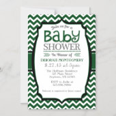 Invitation Magnétique Baby shower magnétique foncé vert Chevron Invitati (Recto)