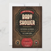 Invitation Magnétique Baby shower rustique Vintage Chalkboard & Bois (Recto)