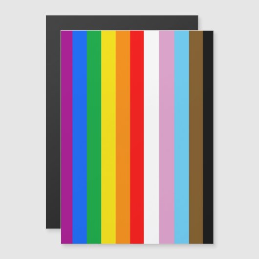 Invitation Magnétique Bandes du drapeau de progrès LGBTQ+ (Devant / Derrière)