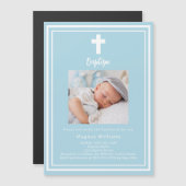 Invitation Magnétique Baptême bleu clair (Devant / Derrière)