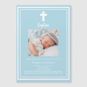 Invitation Magnétique Baptême bleu clair (Devant)