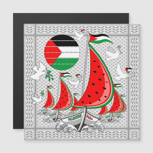 Invitation Magnétique Bateaux de la Flottille de la Liberté Mondiale à G (Devant / Derrière)