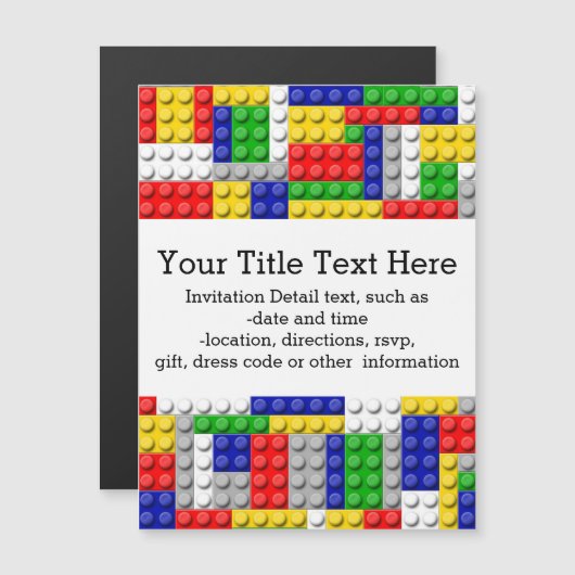 Invitation Magnétique Bâtiments Couleur primaire Anniversaire/Fête du ga (Devant / Derrière)