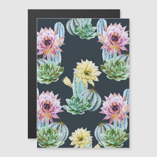 Invitation Magnétique Beau Motif Cactus (Devant / Derrière)