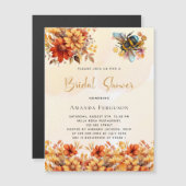 Invitation Magnétique Bee Bridal douche orange fleurs d'automne luxe (Devant / Derrière)