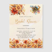 Invitation Magnétique Bee Bridal douche orange fleurs d'automne luxe (Devant)