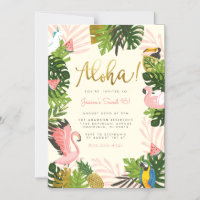 Beige | Aloha Hawaii Tropical Gold Birthday Party
