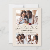 Invitation Magnétique Beige minimaliste 3 photos (Recto)