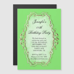 Invitation Magnétique Belle cadre antique au céleri et diamants pour ann