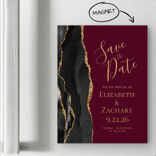 Invitation Magnétique Black Agate Bourgogne Enregistrer la date