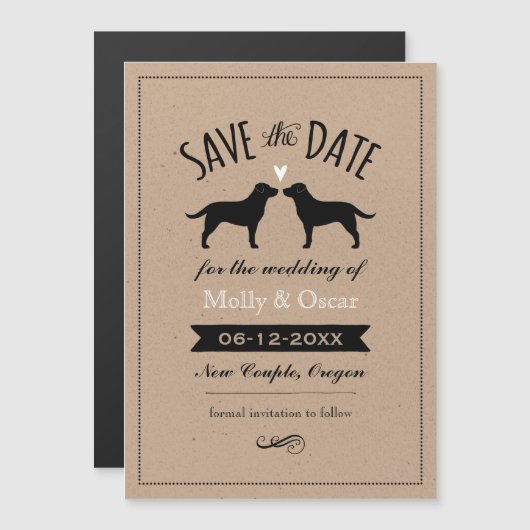 Invitation Magnétique Black Labrador Ramène un mariage Sauvez la date (Devant / Derrière)