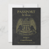 Invitation Magnétique Black Passport Destination Wedding Enregistrer la  (Recto)