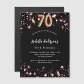 Invitation Magnétique Black rose or étoiles luxe 70e anniversaire (Devant / Derrière)