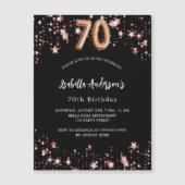 Invitation Magnétique Black rose or étoiles luxe 70e anniversaire (Devant)