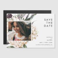 Blanc Floral Horizontal Enregistrer La Date