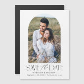 Invitation Magnétique BLANCHE | Photo simple Arc moderne Enregistrer la  (Devant / Derrière)