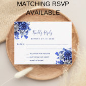 Invitation Magnétique Bleu bleu blanc fleurs mariage de luxe