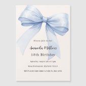 Invitation Magnétique Bleu crème beige luxe anniversaire (Devant)