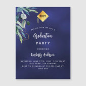 Invitation Magnétique Bleu marine de verdure fête de graduation de luxe  (Devant)
