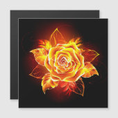 Invitation Magnétique Blooming Fire Rose (Devant / Derrière)