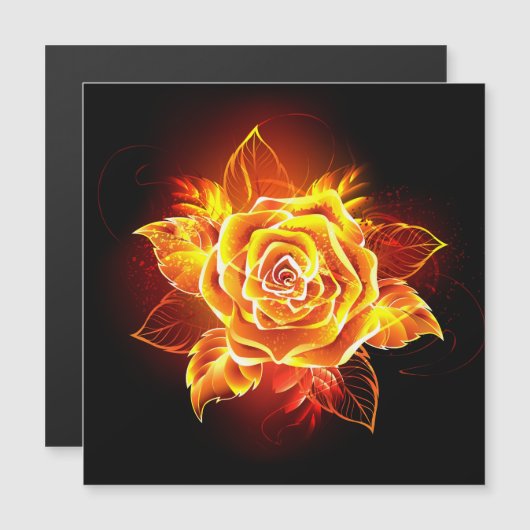 Invitation Magnétique Blooming Fire Rose (Devant / Derrière)