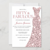 Invitation Magnétique Blush & Rose Gold Cinquante et fabuleux 50e annive (Recto)