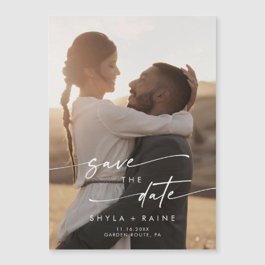 Invitation Magnétique Boho Chic Fiançailles photo mariage Enregistrer la (Devant)