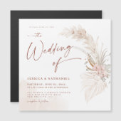 Invitation Magnétique Boho floral de laiton moderne Pampas (Devant / Derrière)