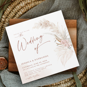 Invitation Magnétique Boho floral de laiton moderne Pampas