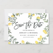 Invitation Magnétique Boho Watercolor Lemon Wreath Summer Enregistrer la (Recto)