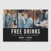 Invitation Magnétique Boissons gratuites Trois photos mariage Enregistre (Devant)