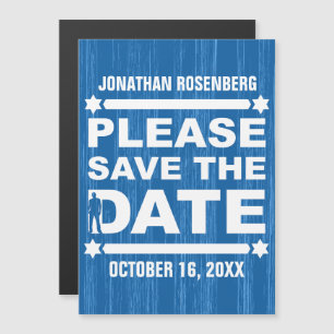 Invitation Magnétique Bold Type Bar Mitzvah Date à Sauvegarder Bleu Mari