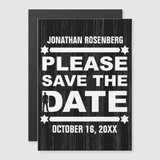 Invitation Magnétique Bold Type Bar Mitzvah Date à Sauvegarder Noir