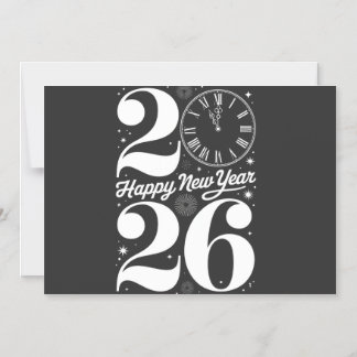Invitation Magnétique Bonne année 2026 Minuit Horloge Décompte