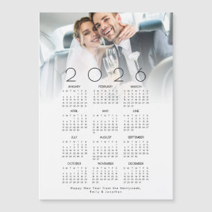 Invitation Magnétique Bonne année des nouveaux mariés 2026 Calendrier Ph