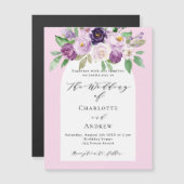 Invitation Magnétique Bouquets d'aquarelle rose violet arche mariage de (Devant / Derrière)