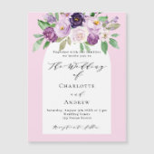 Invitation Magnétique Bouquets d'aquarelle rose violet arche mariage de (Devant)