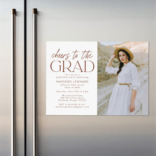 Invitation Magnétique Bravo à la Grad Brown Photo Graduation Party